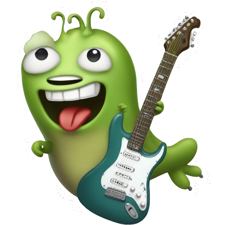 Happy slug playing electric guitar emoji