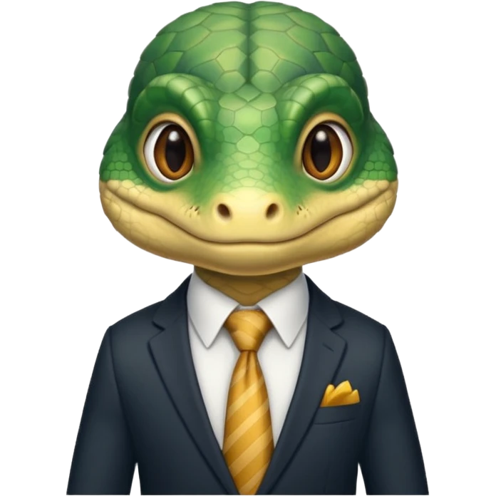 cute reptile with tie & suit emoji