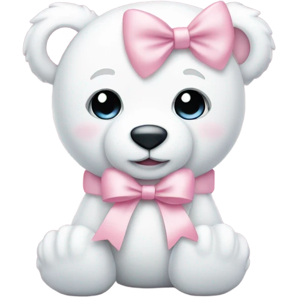 white teddy bear with pastel pink bows emoji