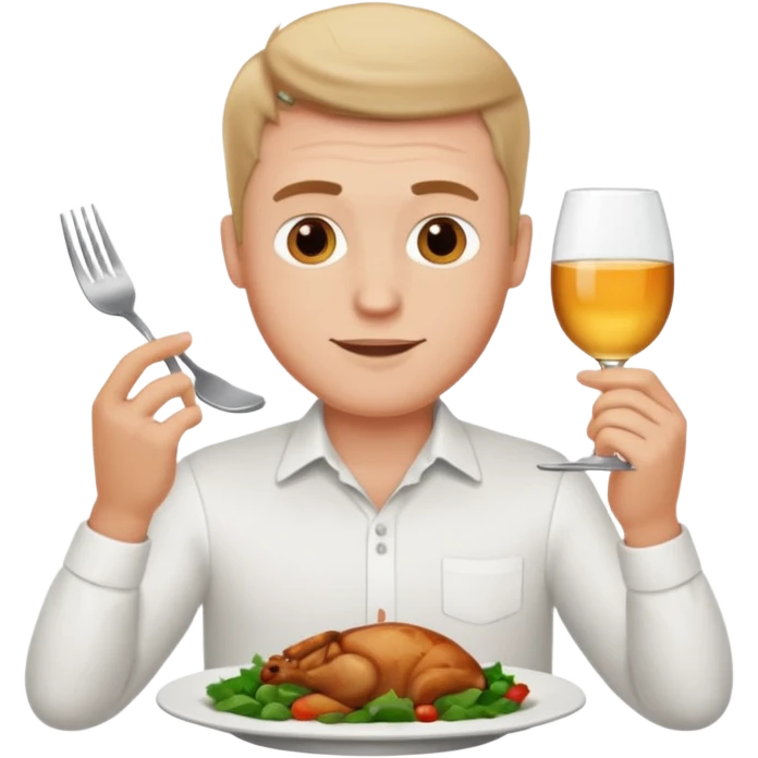 WHITE MAN HAVING DINNER emoji