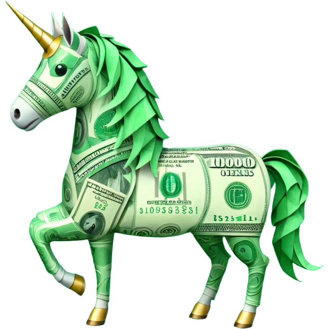 единорог полностью из долларовых купюр, no background emoji