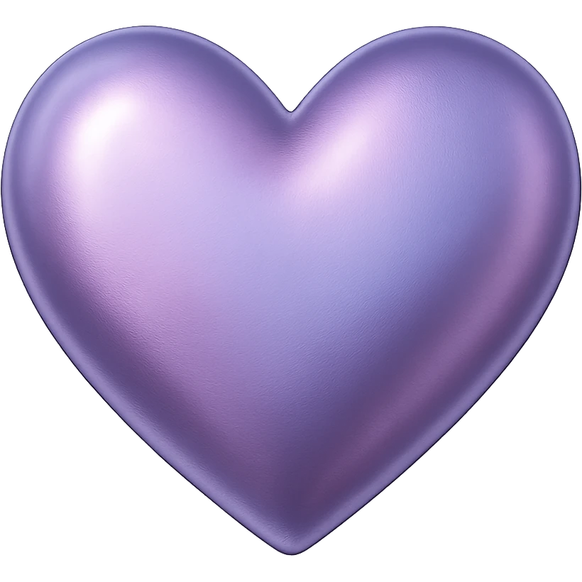 heart with a metallic lavender finish, digital illustration, no background emoji