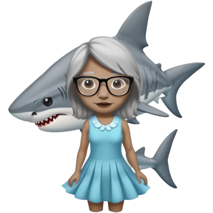 create me a slack emoji of a very old tiger shark, dressed like an old lady, with grey hair and glasses emoji