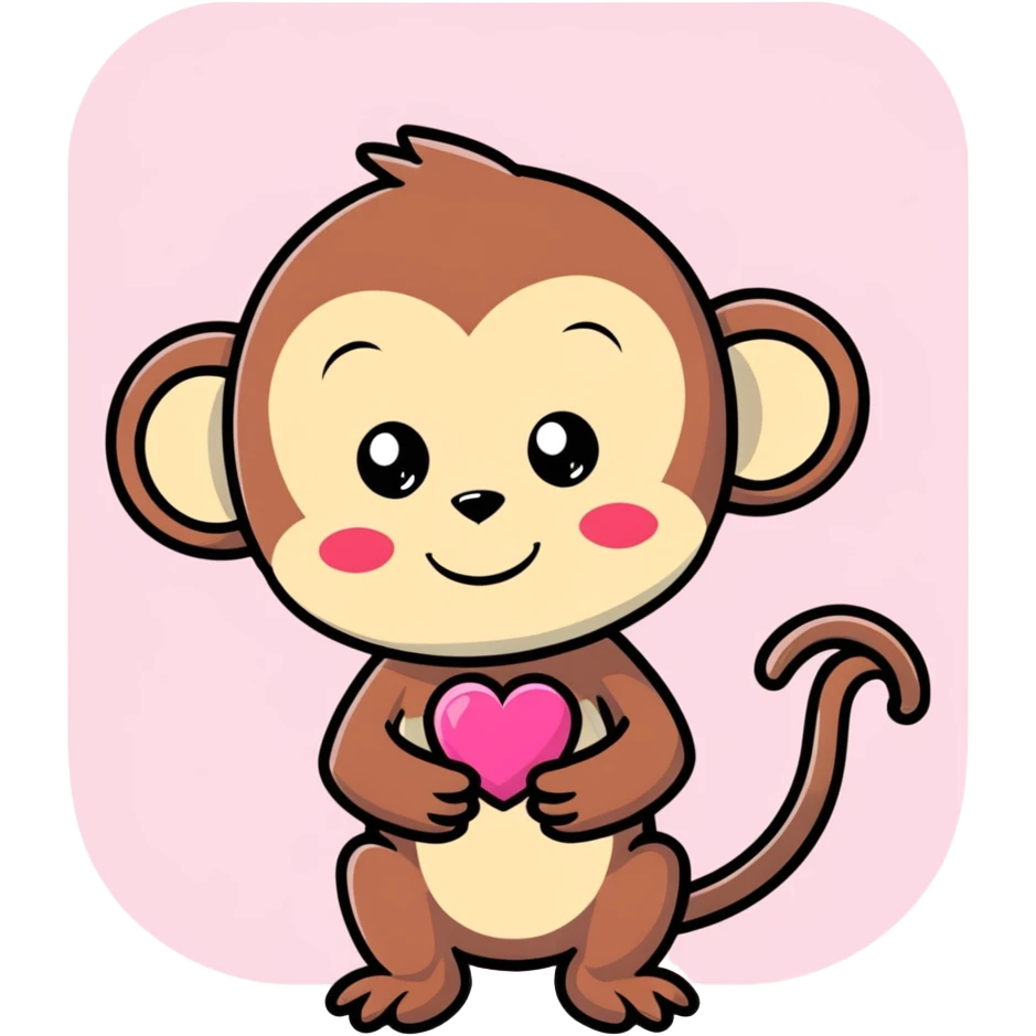 monkey with a pink heart emoji