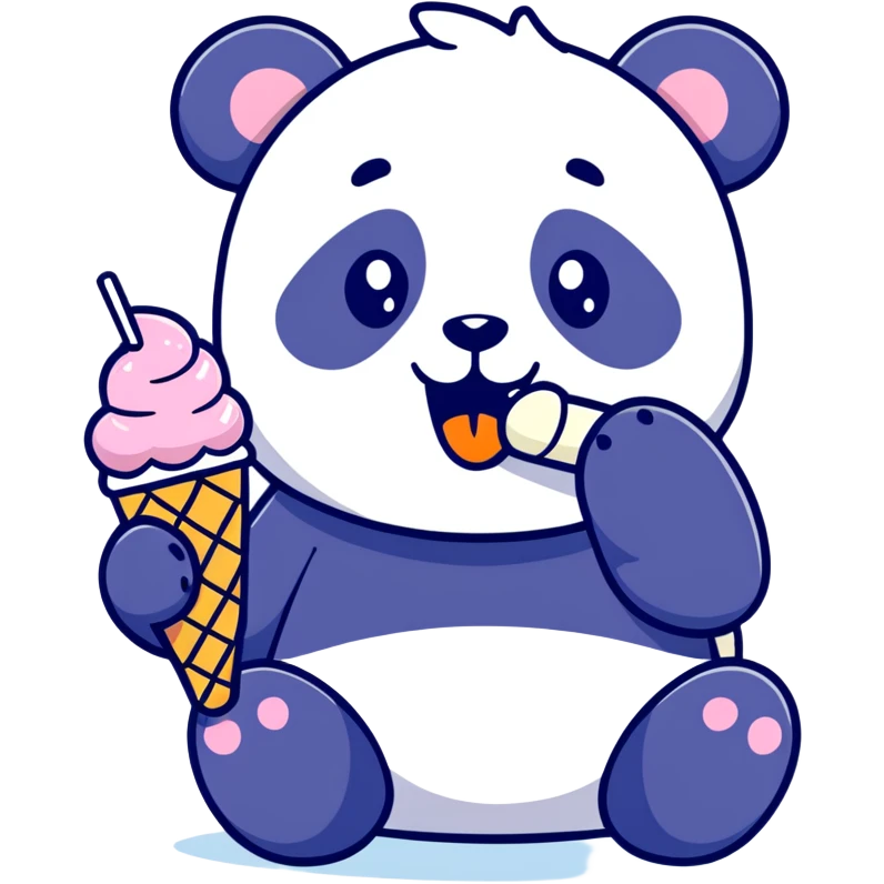 Panda eating ice cream emoji