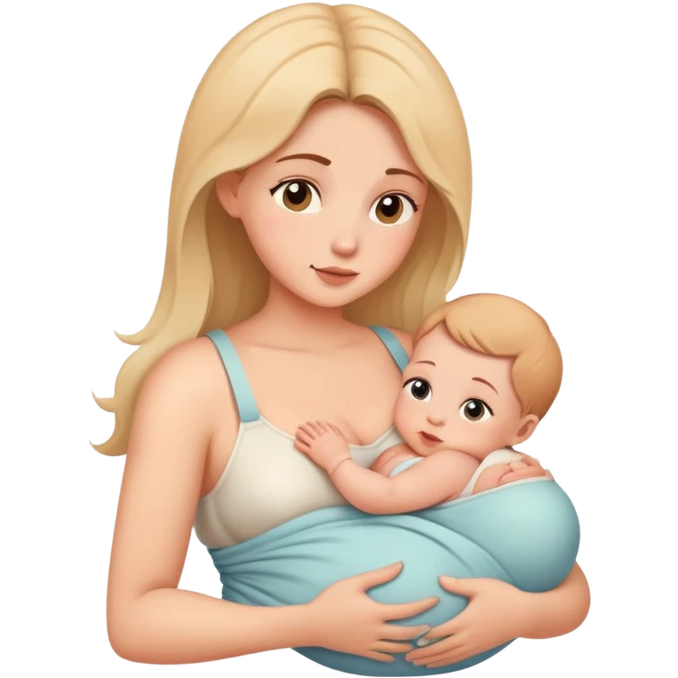 Mother tenderly breastfeeding baby, maternal bond emoji