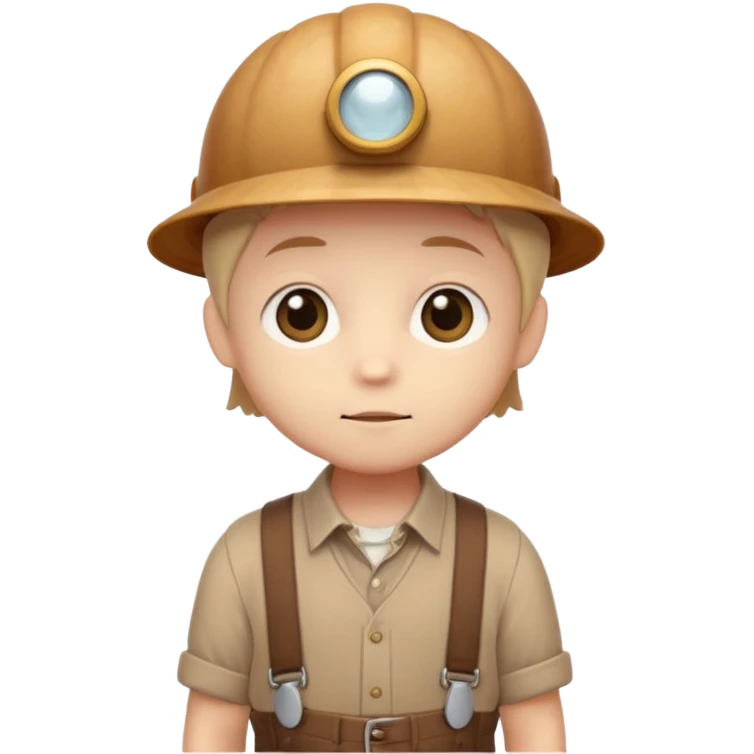 Shelly has a small, chibi-style body with a large ammonite-shaped head that looks like a beige fossil shell. One side of her head has a dark opening, making it clear she isn’t human. Her face is simple and soft, with big round eyes. She wears a brown suspender outfit over a lighter shirt emoji