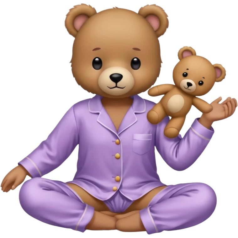 Light purple silk pyjamas set with a teddy bear  emoji