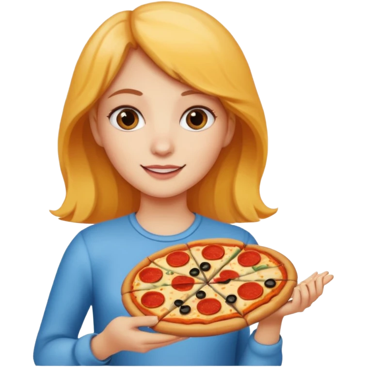 Girl holding a pizza emoji