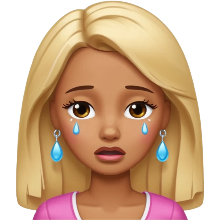 brown skin blonde barbie crying with tears  emoji