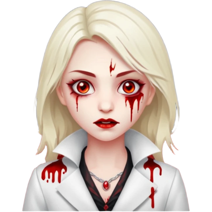 Women Vampire withwhite coat dress and eyes should be red with blood emoji