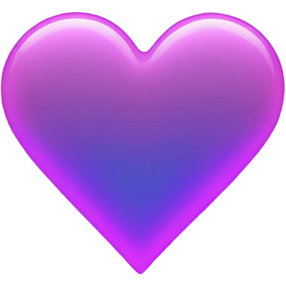 Neon glass blue mauve heart  emoji