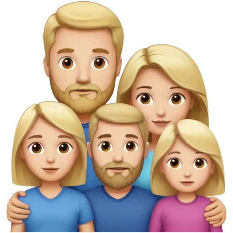 Family: blonde hair and beard man, brunette woman, blonde little girl  emoji