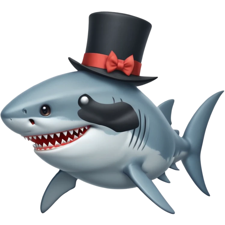 Shark with a top hat emoji
