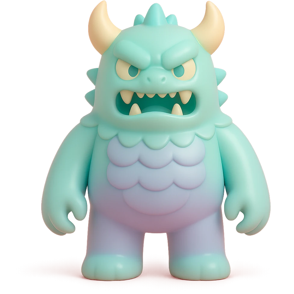scary monster with horns, armored scales, fierce expression emoji