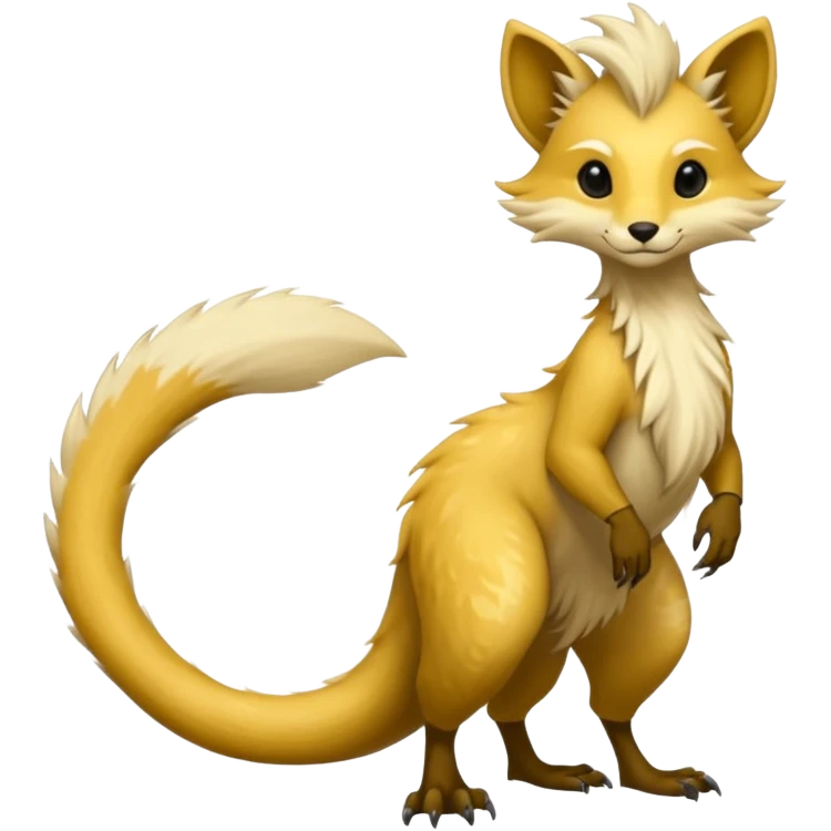Cool furry anthropomorphic fantasy-Vernid-creature by LiLaiRa with a long tufted tail (full body) emoji