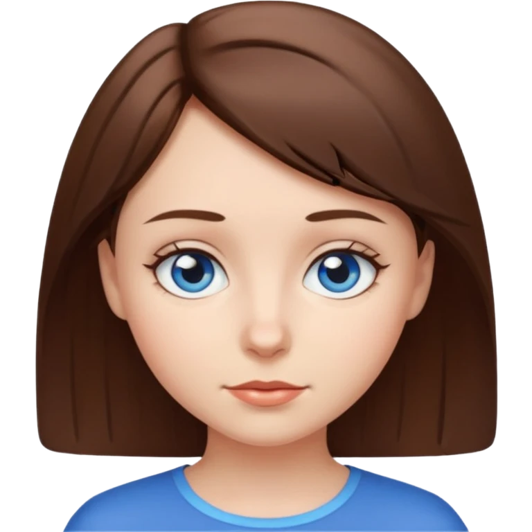 Chica de pelo corto color café y con los ojos azules emoji