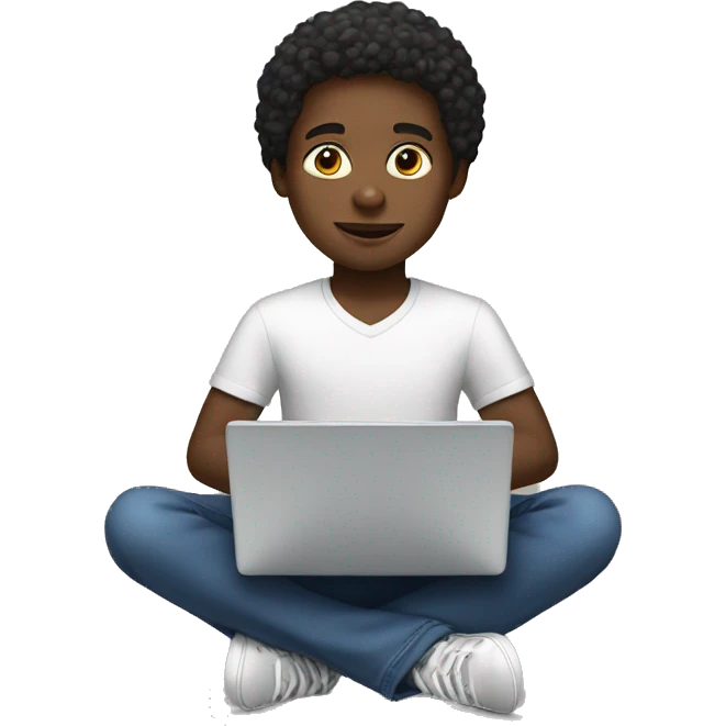African American boy with laptop emoji