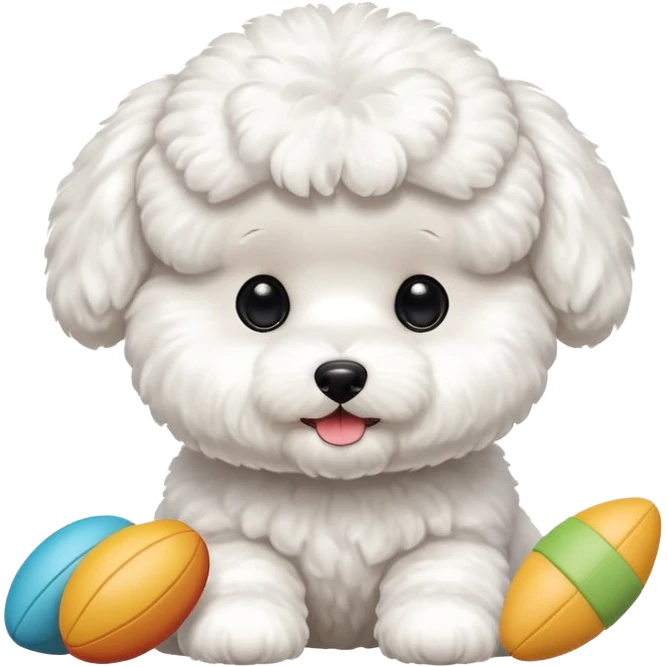 Bichon Frisé dog playing with toys emoji