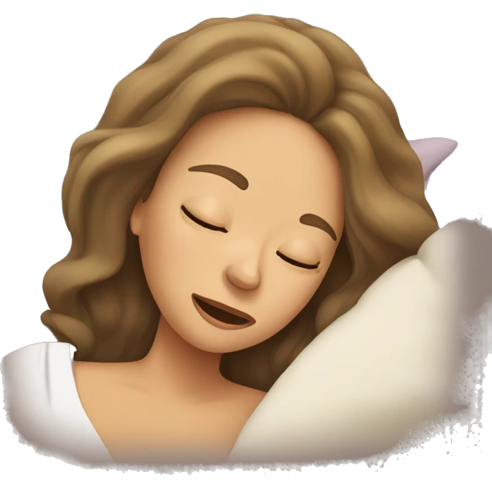 woman with long hair, snoring, in bed emoji