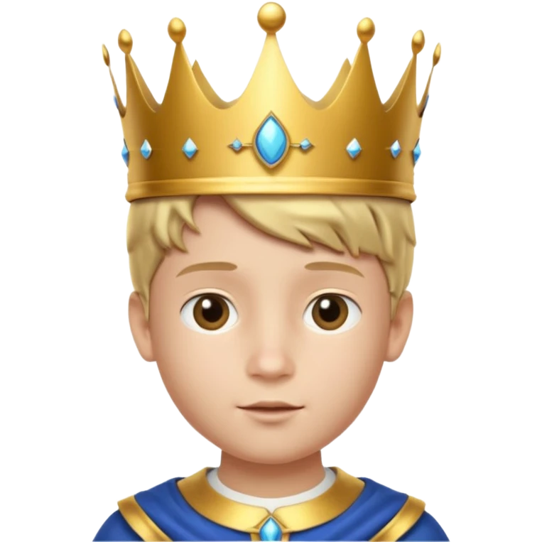 Royal Kid boy with fancy crown head 3d only face half rotate emoji