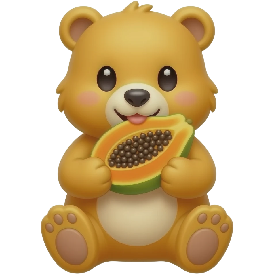 Sweet bear eating papaya emoji