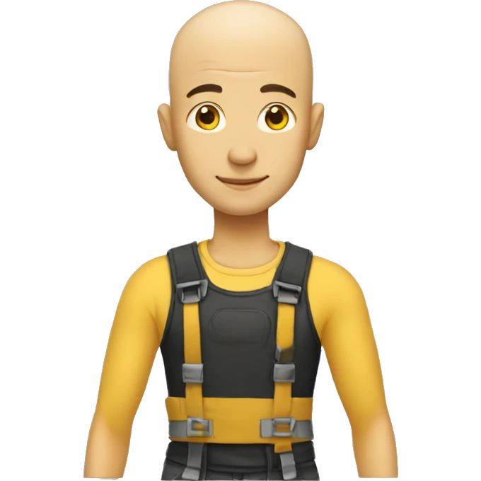 Man building house, no hair, yellow and black clothes emoji