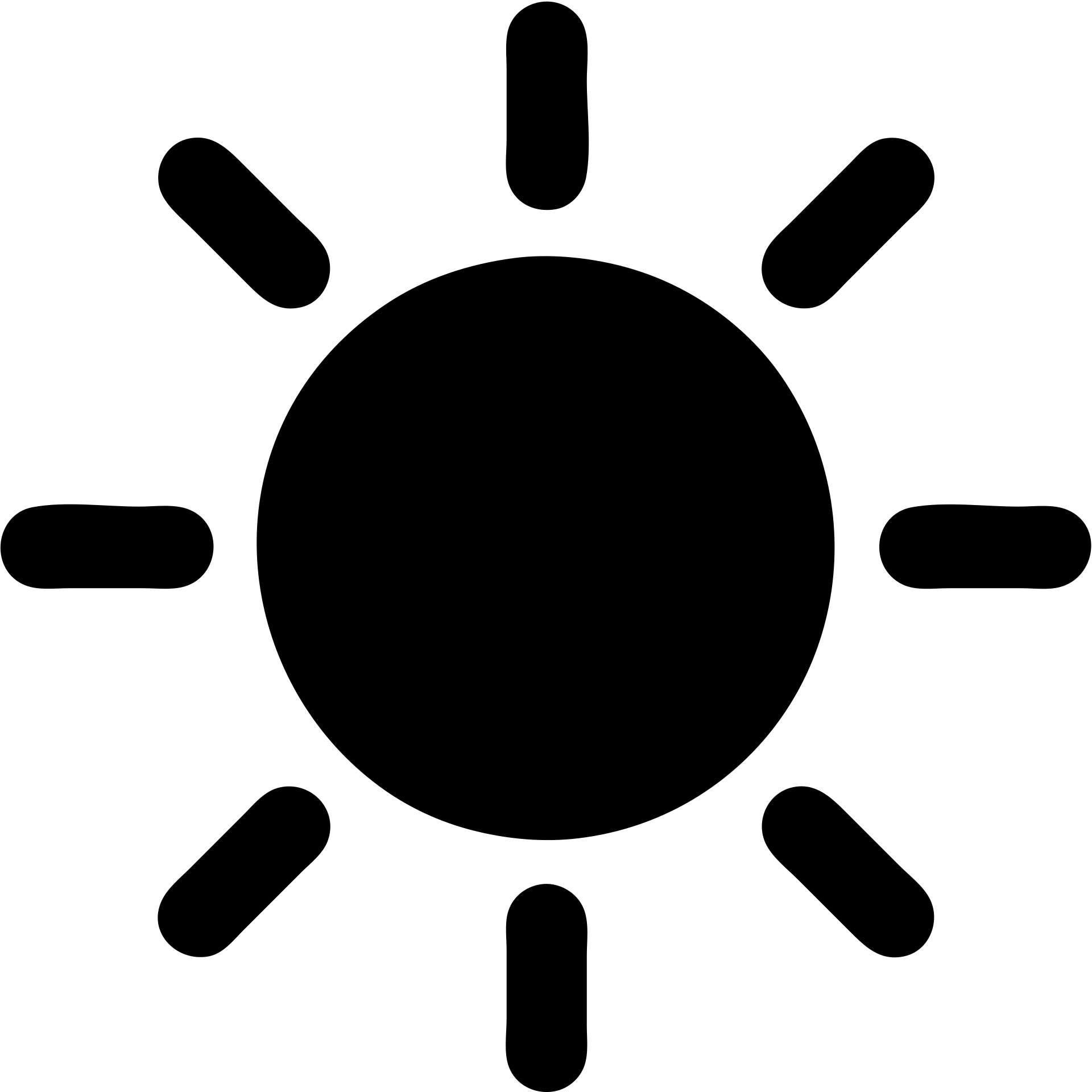minimalist sun icon with solid circle and short simple rays emoji