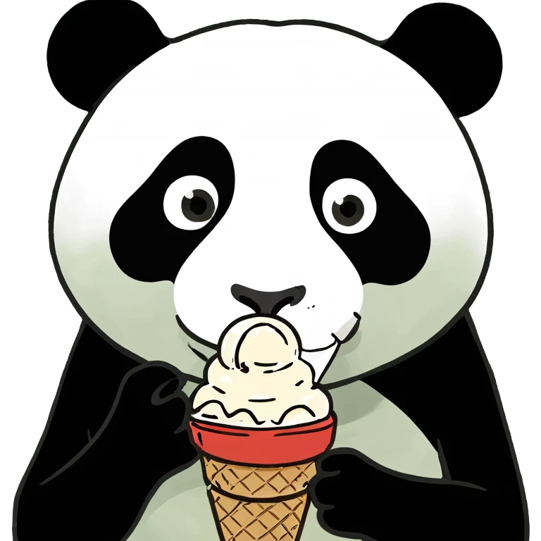 Panda eating ice cream emoji