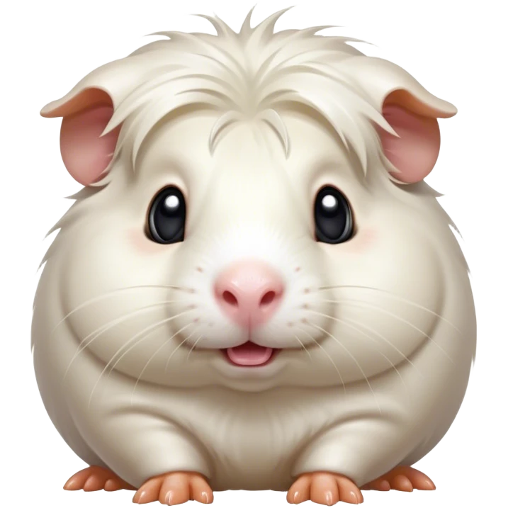 Cinematic Comical White Guinea Pig Portrait Emoji, Head tilted dramatically with an exaggeratedly amused expression, featuring a glossy, pristine white coat with an adorably scrunched face, wide, expressive dark eyes filled with playful disbelief, Simplified yet hilariously expressive features, highly detailed, glowing with a slightly sassy glow, high shine, dramatic yet playful, stylized with an air of cheeky mischief, bright and endearing, soft glowing outline, capturing the essence of a spirited and over-the-top guinea pig, so meme-worthy it feels like it could side-eye its way into internet fame instantly! emoji