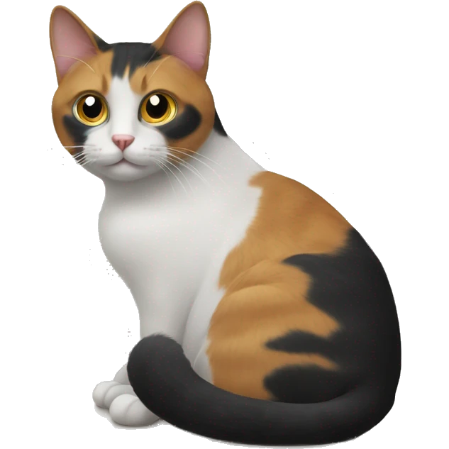 Three colored cat sitting near the window  emoji