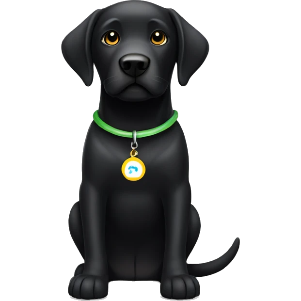 black Labrador with milo writen on its collar emoji