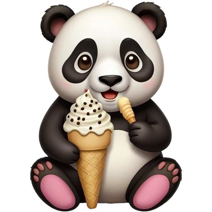 Panda eating ice cream emoji