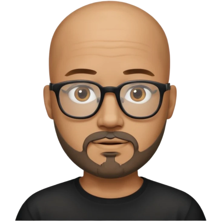Bald male, black glasses, goatee beard, realistic portrait emoji