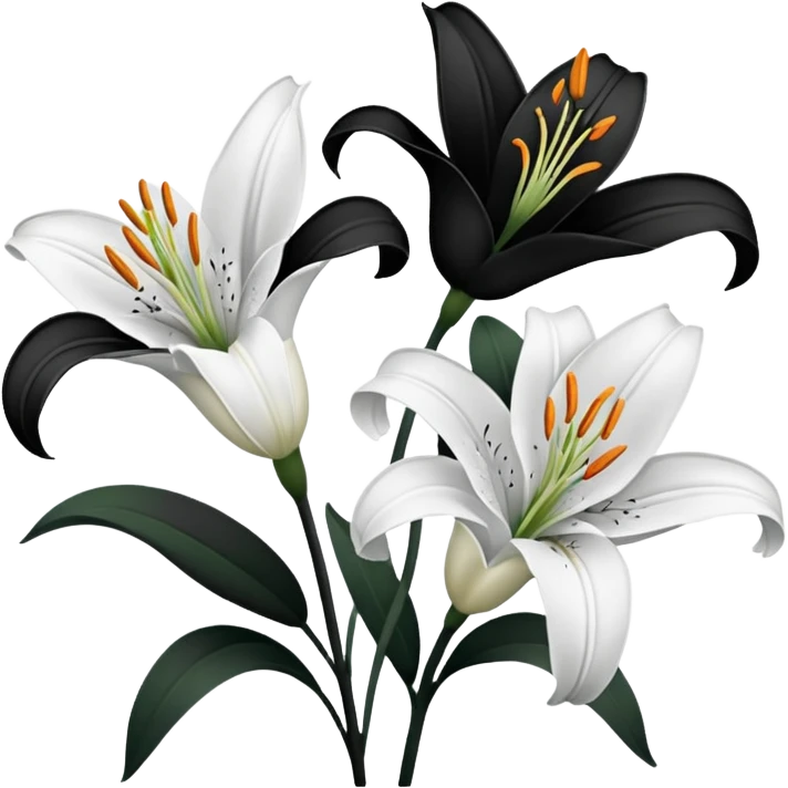black and white lillies outline emoji