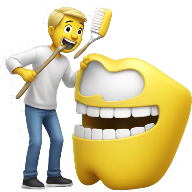 tooth brushing yellow guy  emoji