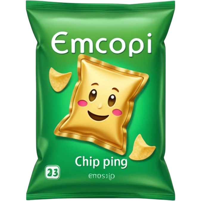 green pacaged chip with a chip image on it without writing emoji