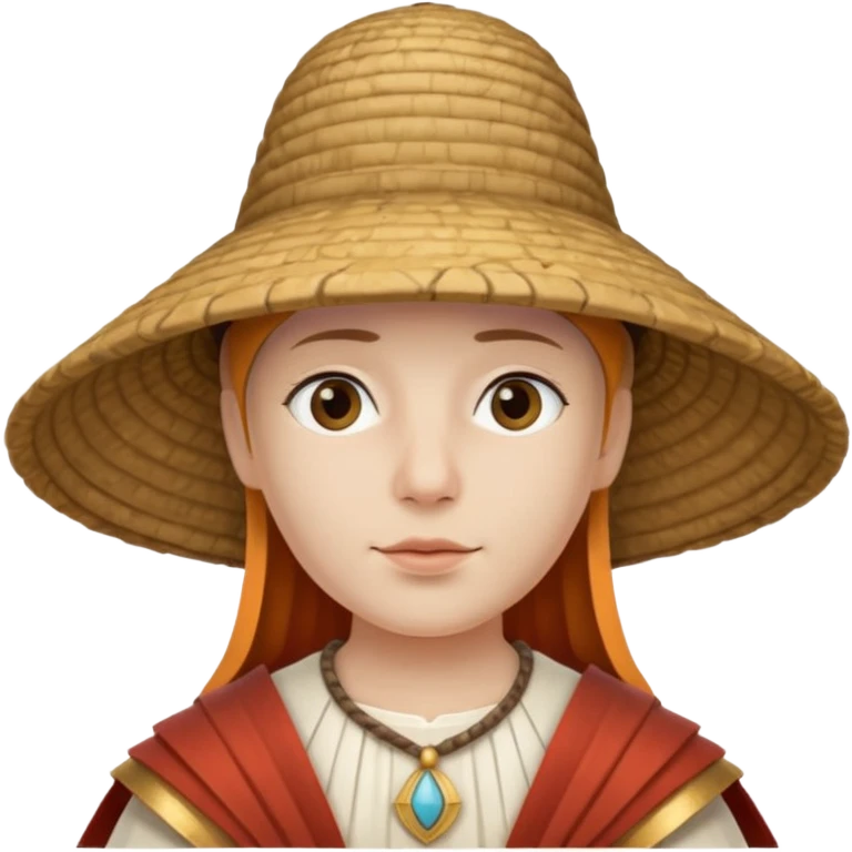 ancient roman conical hat, white, half body emoji