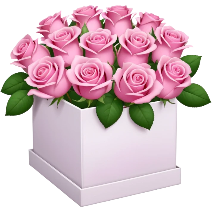 bouquet of pink 15 roses in a white box emoji