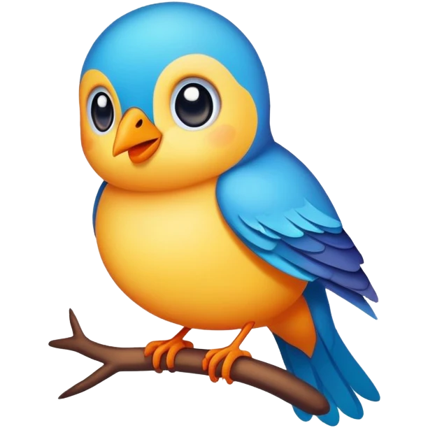 Cute bird sticker with loving eyes emoji