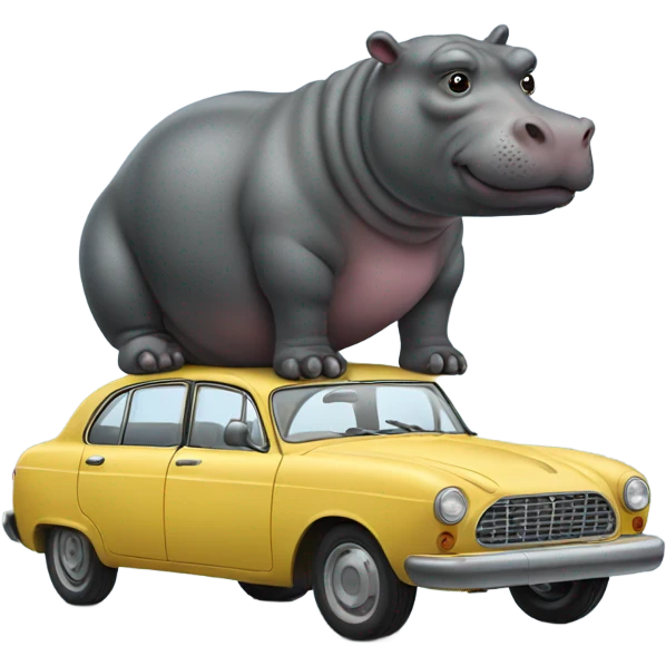 Giant hippo on top of a car emoji