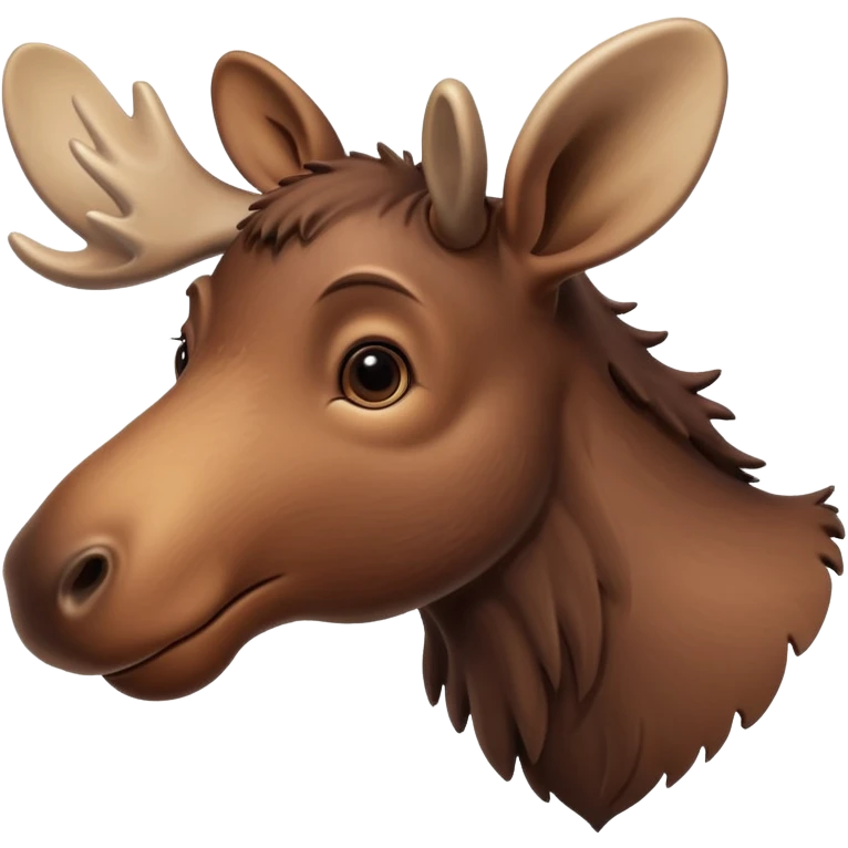 A high-resolution digital illustration of a baby moose in a clean, semi-realistic style. The baby moose is shown facing sideways head tilted  emoji