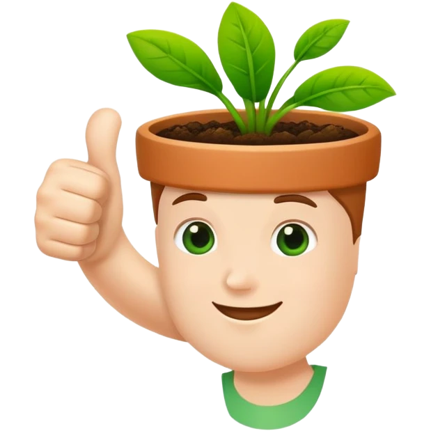 thumbs up gesture with a green thumb, gardening concept emoji