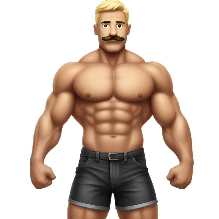Muscular gay bodybuilder with mustache bikini realistic emoji