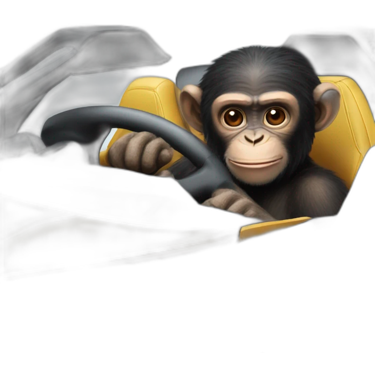 Chimp driving a Lamborghini  emoji