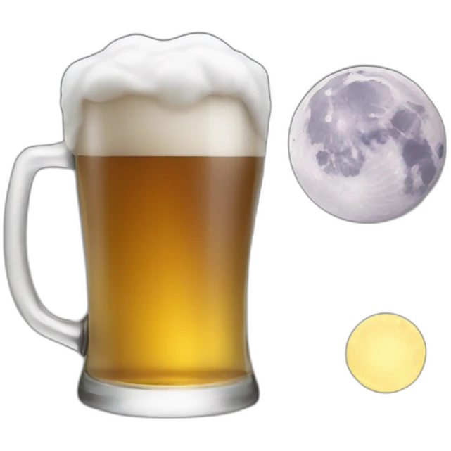 Beer and full moon emoji