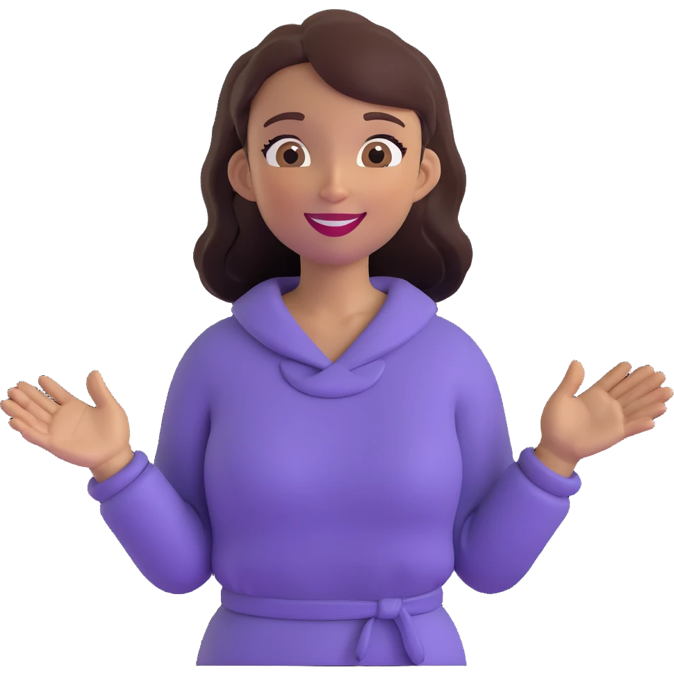 woman with both hands open in a welcoming pose, cheerful emoji