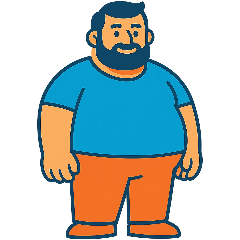 stocky endomorph male body type, standing emoji