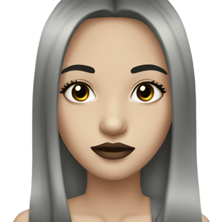 girl with black eyes and black long straight hair full lips  emoji