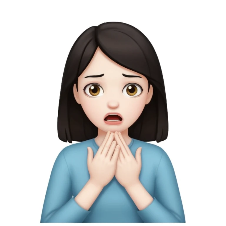 Girl choking self with hands emoji